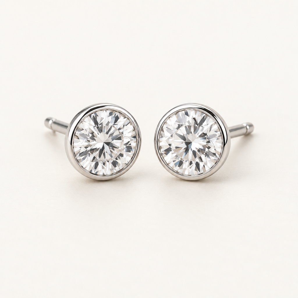 Halo Stud Earrings on an ivory background