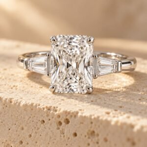The Seraphine ring on warm cream travertine